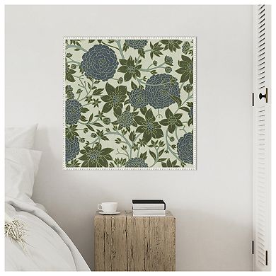 Puff Ball Vines Blue Green by Katie Oshea Framed Canvas Wall Art Print