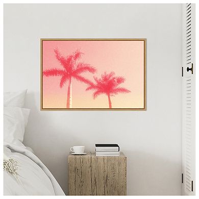 Palm Trees in Pink by Grafitee Studios Framed Canvas Wall Art Print