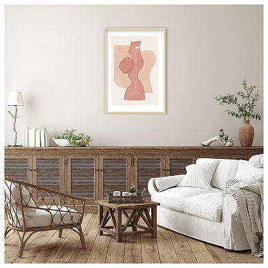 Peach Paper Cut Composition No 1 by The MIUUS STUDIO Wood Framed Wall Art Print