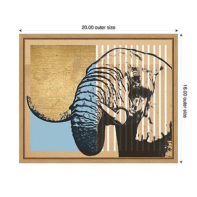 Tan Geometric Elephant II by Alonzo Saunders Framed Canvas Wall Art Print