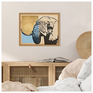 Tan Geometric Elephant II by Alonzo Saunders Framed Canvas Wall Art Print