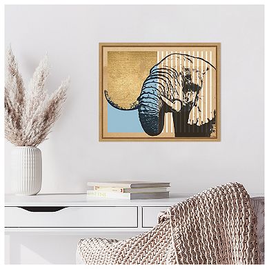 Tan Geometric Elephant II by Alonzo Saunders Framed Canvas Wall Art Print