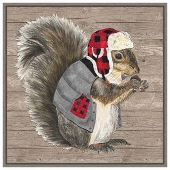 Warm in the Wilderness Squirrel by Tara Reed Framed Canvas Wall Art Print