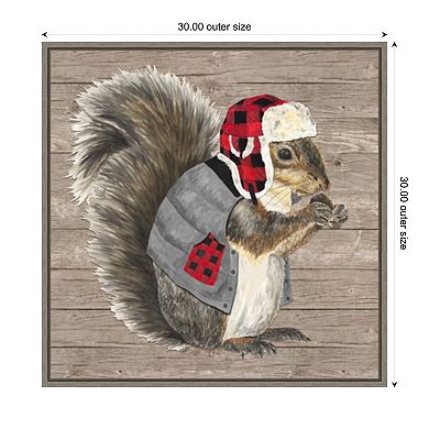 Warm in the Wilderness Squirrel by Tara Reed Framed Canvas Wall Art Print