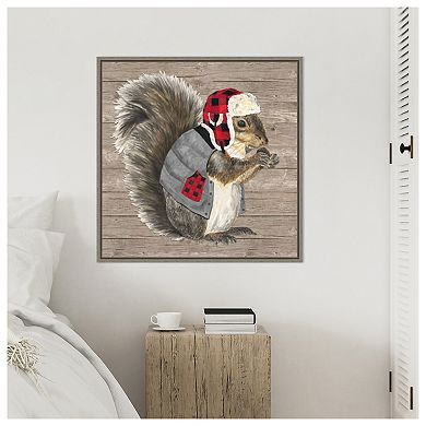 Warm in the Wilderness Squirrel by Tara Reed Framed Canvas Wall Art Print