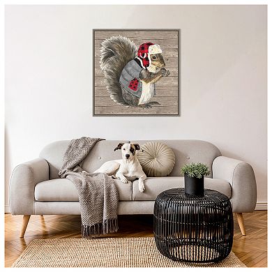Warm in the Wilderness Squirrel by Tara Reed Framed Canvas Wall Art Print