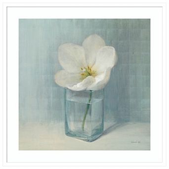 Single White Tulip by Danhui Nai Wood Framed Wall Art Print