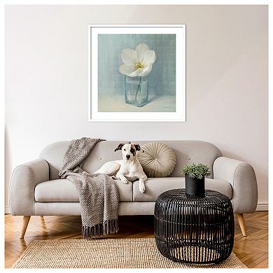 Single White Tulip by Danhui Nai Wood Framed Wall Art Print