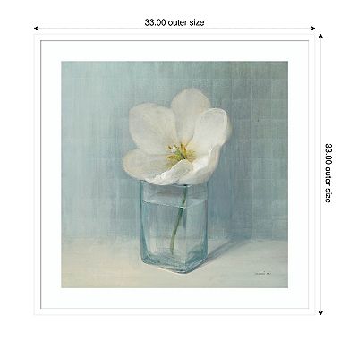 Single White Tulip by Danhui Nai Wood Framed Wall Art Print