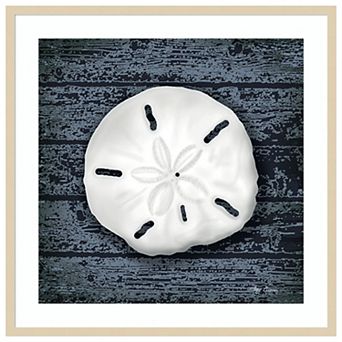 Seashore Shells Navy II by Marie Elaine Cusson Wood Framed Wall Art Print