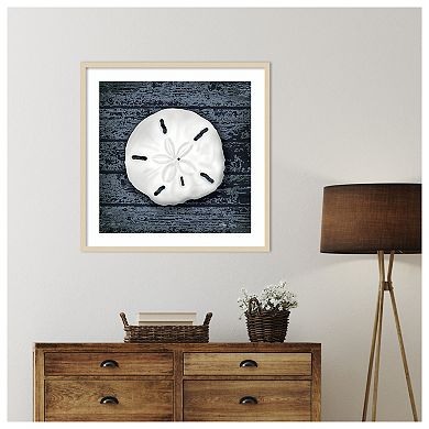 Seashore Shells Navy II by Marie Elaine Cusson Wood Framed Wall Art Print