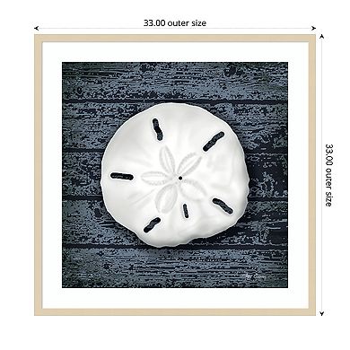 Seashore Shells Navy II by Marie Elaine Cusson Wood Framed Wall Art Print