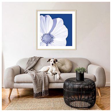 Flower Pop blue III by Marie Elaine Cusson Wood Framed Wall Art Print