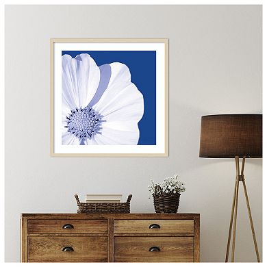 Flower Pop blue III by Marie Elaine Cusson Wood Framed Wall Art Print
