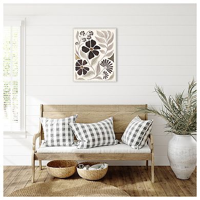 Modern Petals III Neutral by Veronique Charron Framed Canvas Wall Art Print