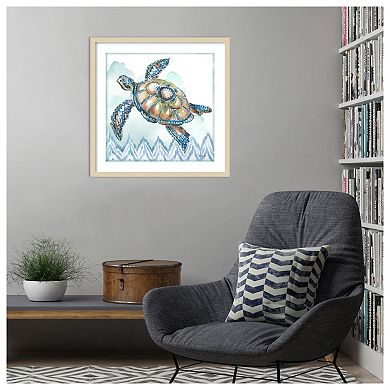 Boho Shells I Sea Turtle by Tre Sorelle Studios Wood Framed Wall Art Print