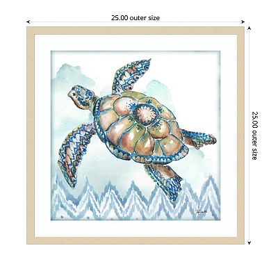 Boho Shells I Sea Turtle by Tre Sorelle Studios Wood Framed Wall Art Print