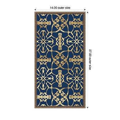 Motif on Blue X by Alonzo Saunders Framed Canvas Wall Art Print