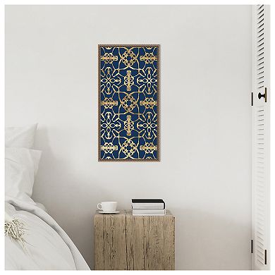 Motif on Blue X by Alonzo Saunders Framed Canvas Wall Art Print
