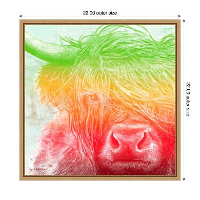 Norwegian Bison rainbow by Marie Elaine Cusson Framed Canvas Wall Art Print