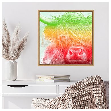 Norwegian Bison rainbow by Marie Elaine Cusson Framed Canvas Wall Art Print