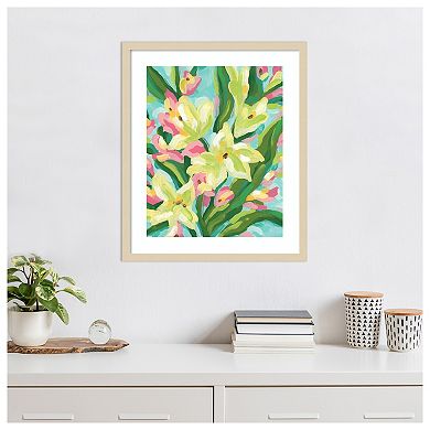 Floral Vibration II by June Erica Vess Wood Framed Wall Art Print