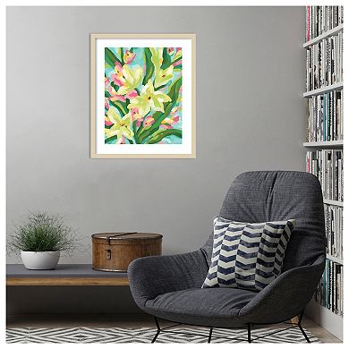 Floral Vibration II by June Erica Vess Wood Framed Wall Art Print