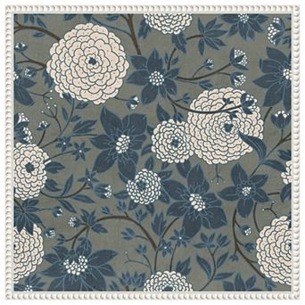 Puff Ball Vines Grey by Katie Oshea Framed Canvas Wall Art Print