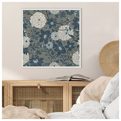 Puff Ball Vines Grey by Katie Oshea Framed Canvas Wall Art Print