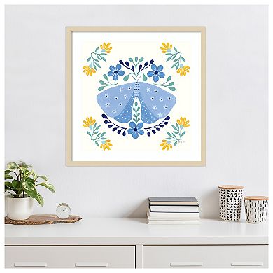Folk Butterfly I by Yvette St. Amant Wood Framed Wall Art Print