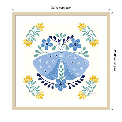 Folk Butterfly I by Yvette St. Amant Wood Framed Wall Art Print