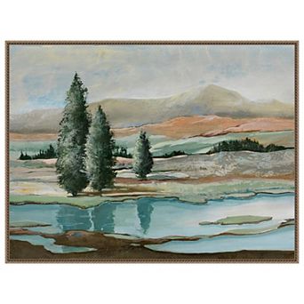 Trees Across The River by Max Maxx Framed Canvas Wall Art Print
