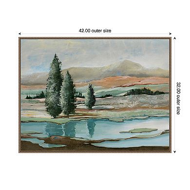 Trees Across The River by Max Maxx Framed Canvas Wall Art Print
