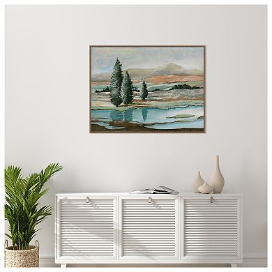 Trees Across The River by Max Maxx Framed Canvas Wall Art Print