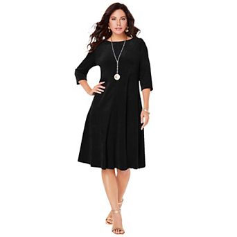 Roaman's Women's Plus Size Velour Swing Drape Dress