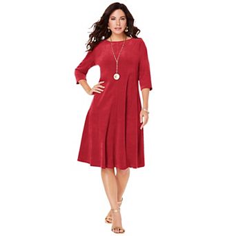 Roaman's Women's Plus Size Velour Swing Drape Dress