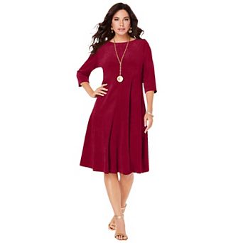 Roaman's Women's Plus Size Velour Swing Drape Dress