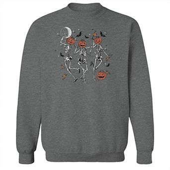 Junior's Pumpkin Skulls Graphic Fleece Sweatshirt