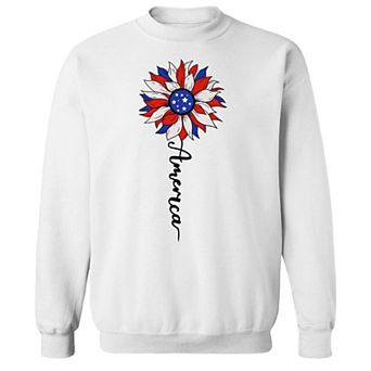 Junior's American Sunflower Graphic Fleece Sweatshirt