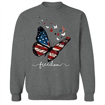 Junior's American Butterflies Graphic Fleece Sweatshirt