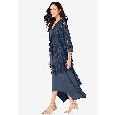 Roaman's Women's Plus Size Lace Jacket Dress Set