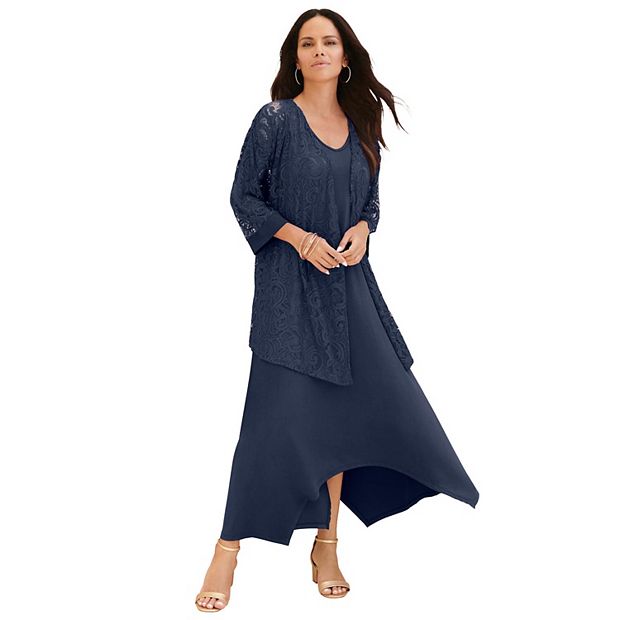 chinese dress ladies ALEX EVENINGS 84122452 WOMEN'S LACE JACKET DRESS