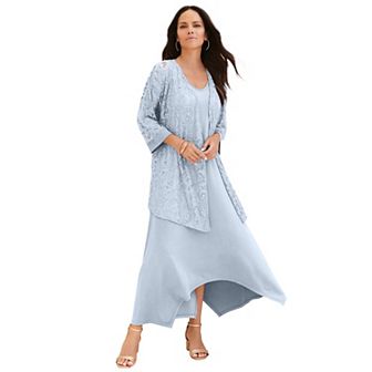Roaman's Women's Plus Size Lace Jacket Dress Set