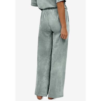 ellos Women's Plus Size Wide Leg Velour Lounge Pants