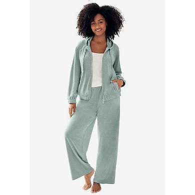 ellos Women's Plus Size Wide Leg Velour Lounge Pants