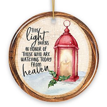 Vintage Lantern Memorial Heaven Quote Christmas Ornament, This Light Burns in Honor, Blue Version 1