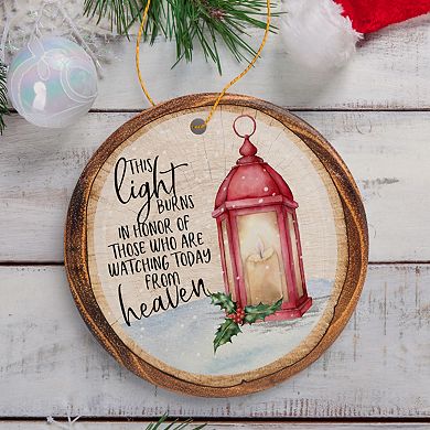 Vintage Lantern Memorial Heaven Quote Christmas Ornament, This Light Burns in Honor, Blue Version 1