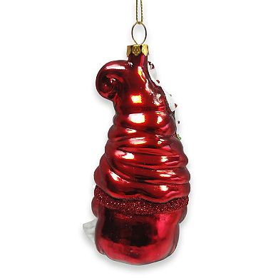 Candy Cane Gnome Glass Christmas Ornament