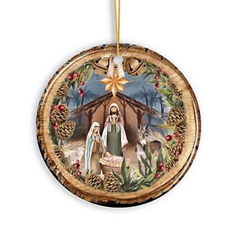 Rustic Nativity Birth of Christ Scene Ornament, Christianity and Son of God