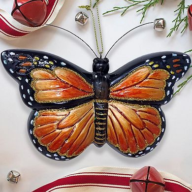 Monarch Butterfly Glass Christmas Ornament